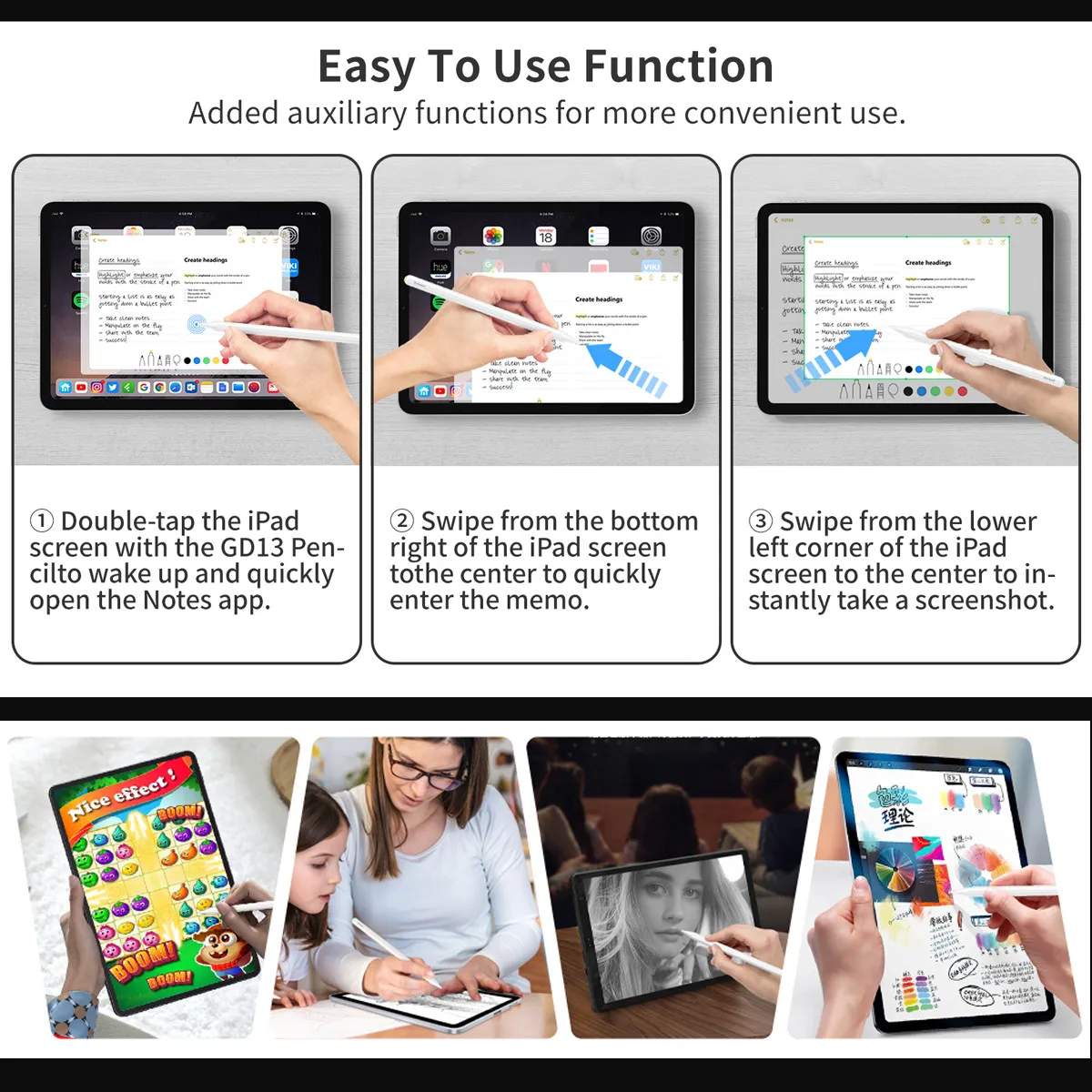 Стилус за безжичното Зареждане EMTRA За Apple Pencil 2 1 За iPad Дръжка за Отклонение на дланта на наклон на Молива За iPad Air 4 5 Pro 11 12,9 Mini 6