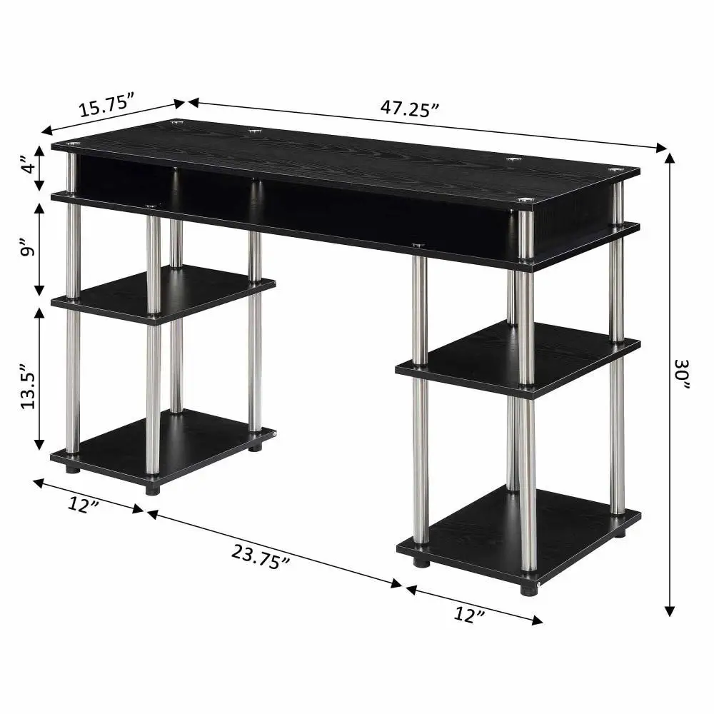 Студентски маса без инструменти, черно компютърна маса за домашно маса (в наличност в САЩ)