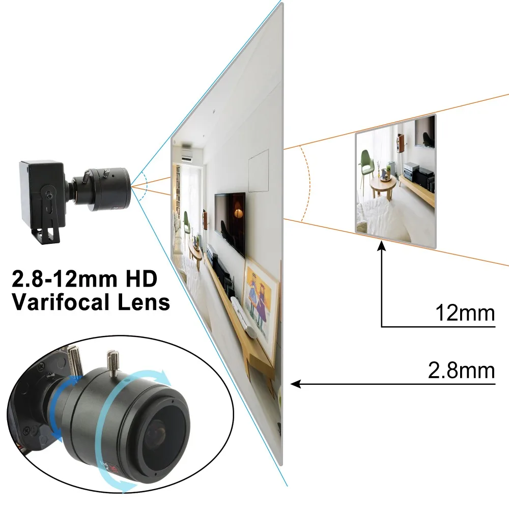 Уеб камера за 4K IMX415 MJPEG 30 кадъра в секунда с ръчно увеличение, варифокальный обектив от 2.8-12 мм, USB-камера за преносими КОМПЮТРИ.