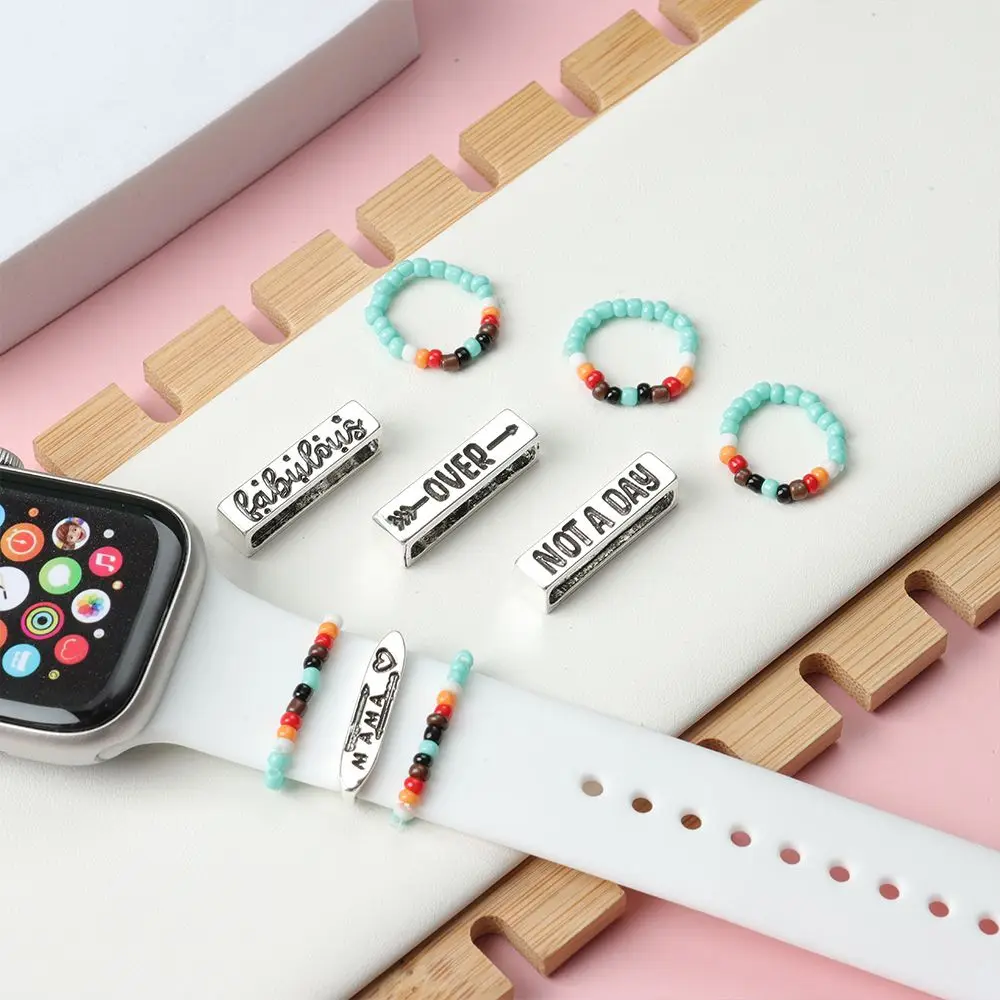 Украса за каишка за Apple Watch Метални висулки, мъниста Декоративно пръстен smart-силиконов часовник каишка Аксесоари за гривна iwatch