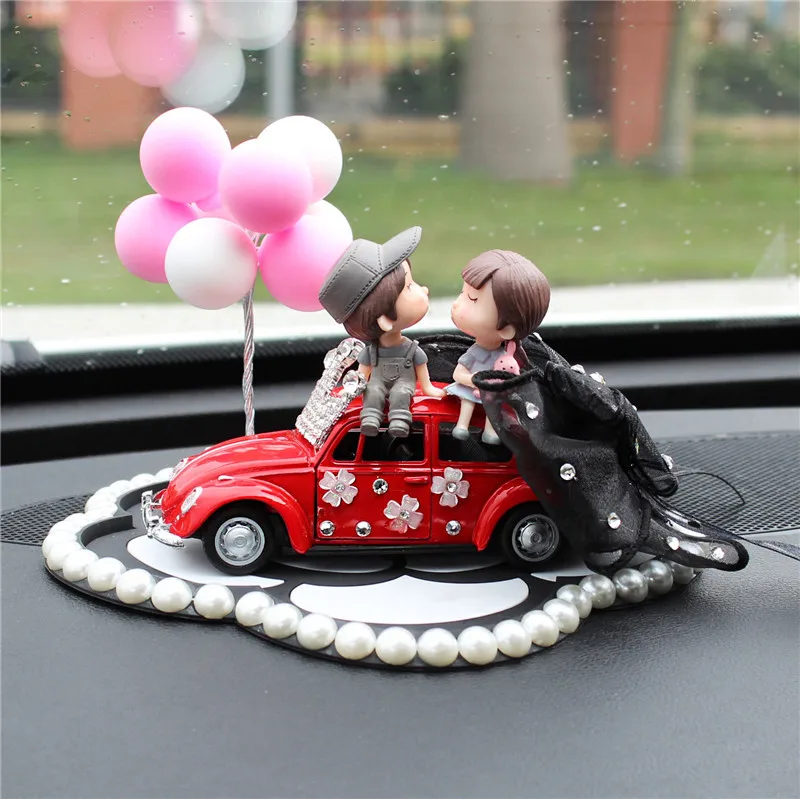Украса на интериора на колата, мультяшная сватбена машина, двойки, фигурки, украси от балони, автоаксесоари за момичета, подаръци