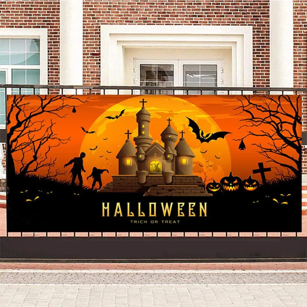 Украса с привидением на Хелоуин, на фона на Хелоуин, Зловеща украса за гаражни врати за Хелоуин, добра работа на закрито/на открито за дома