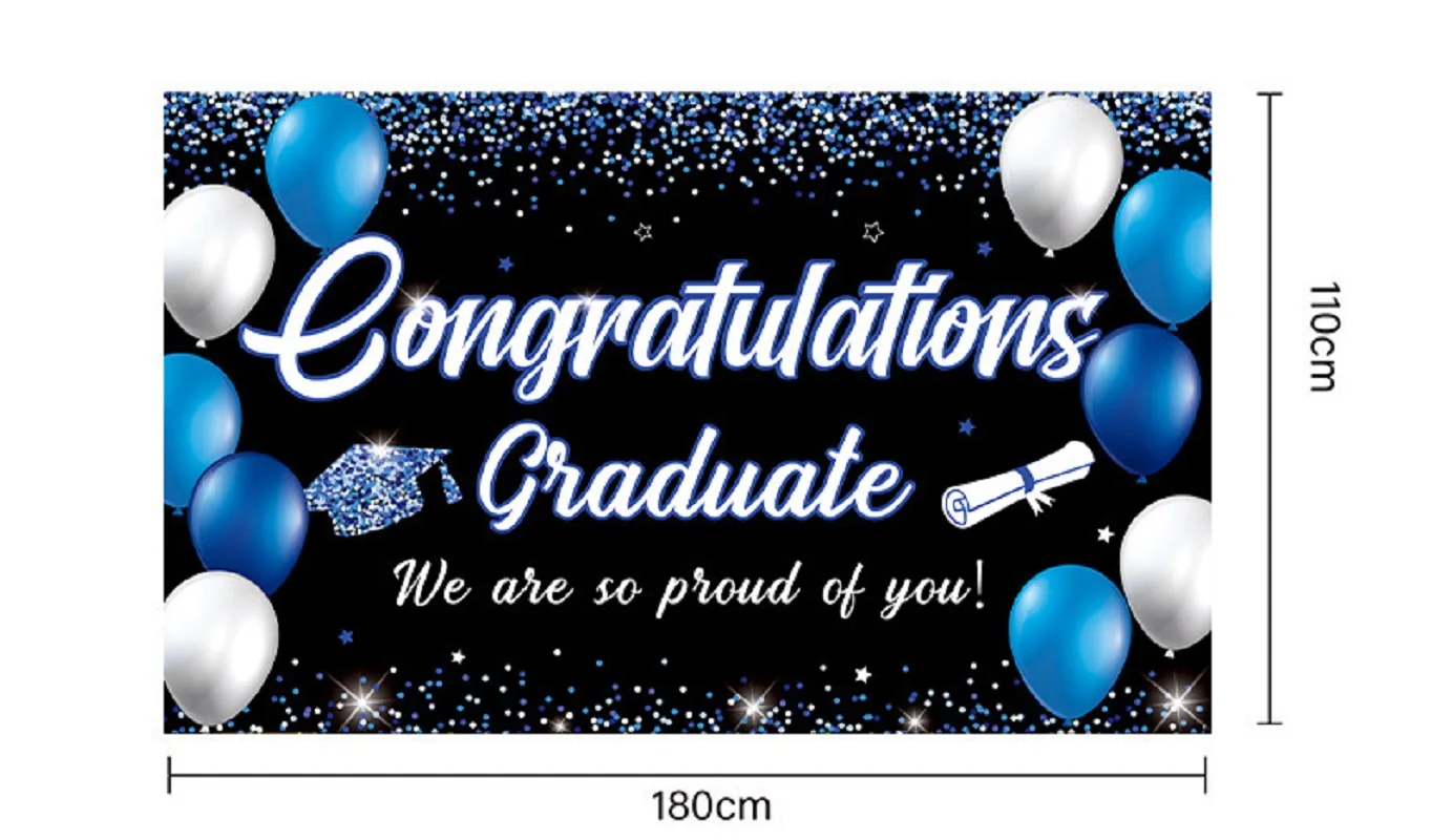 Фон за снимки на дипломирането на церемонията 2023 г. Блестящ златен балон Украса на парти в Студентски фотофоны студиен плакат