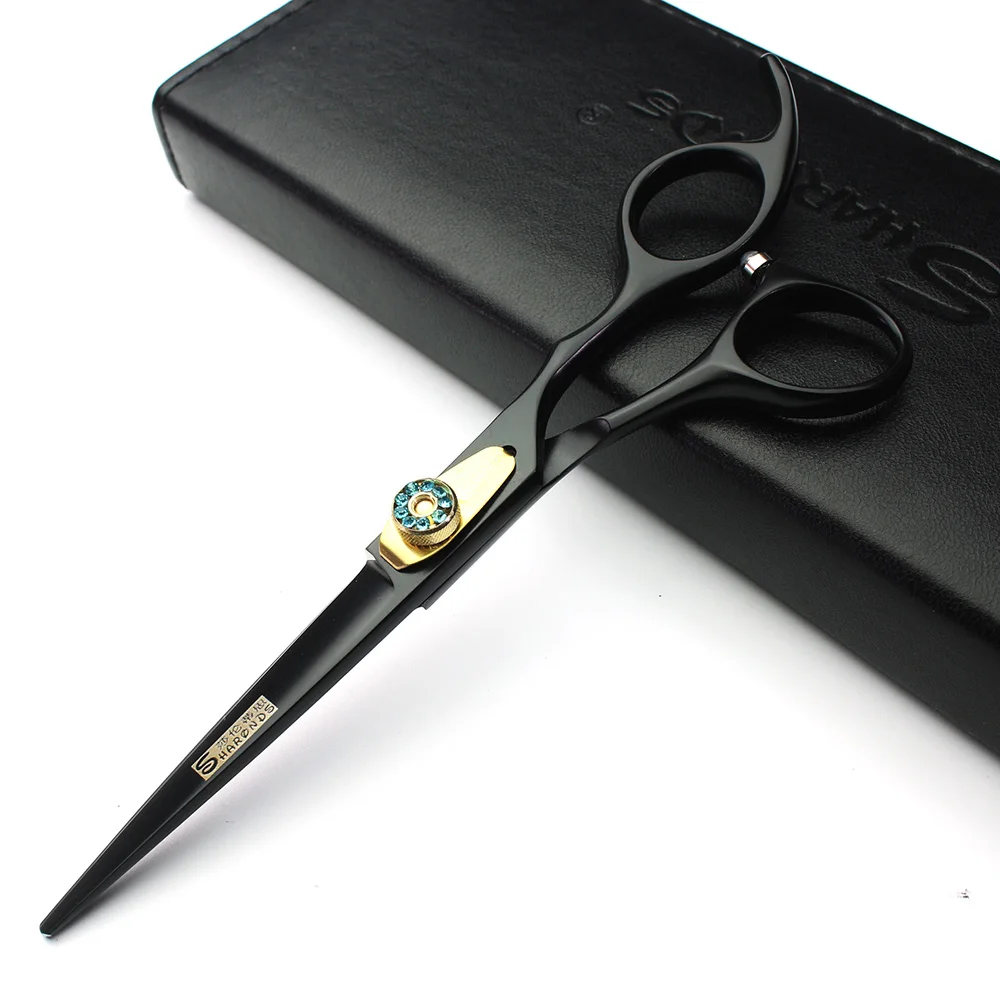 Черен 6-инчов персонализирани скъпоценен камък-Японска неръждаема стомана, професионален набор от специални ножици за салон, фризьорски салон специални ножици за коса