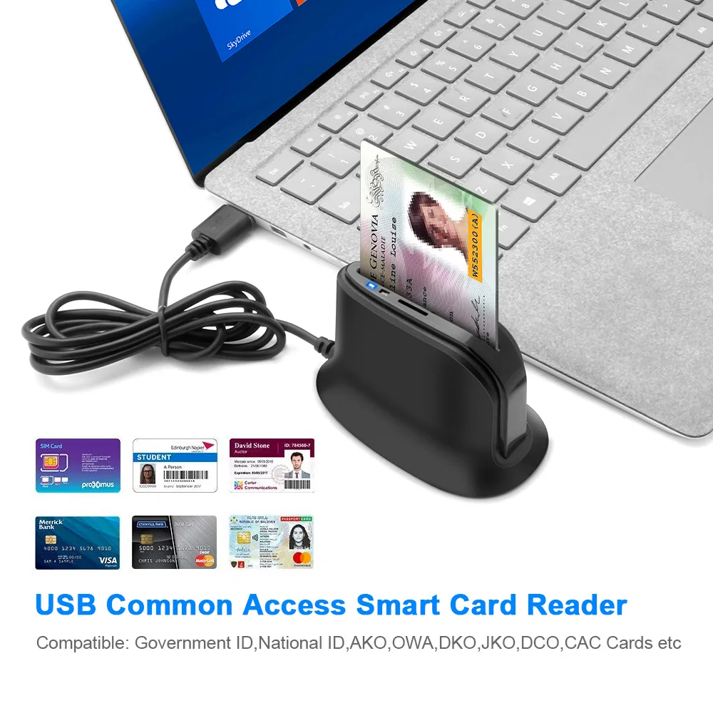 Четец на smart карти, USB 0.2 за банкови карти IC/ID EMV Card Reader Висококачествено Устройство за четене на карти за Windows 7 8 10 Linux OS USB CCID ISO