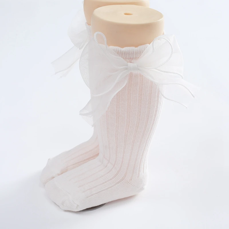 Чорапи за новородени момичета с еластична нос, меки леки чорапогащи до коляното, дълги чорапи-тръби
