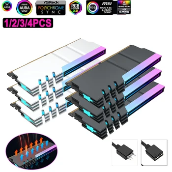1/2/3/4 Бр. Охладител на Радиатора оперативна памет, 5 В 3PIN ARGB AURA Sync Радиатор и Радиатор за DDR3 памет DDR4 DDR5 Настолен КОМПЮТЪР RAM Охлаждащ Жилетка за памет