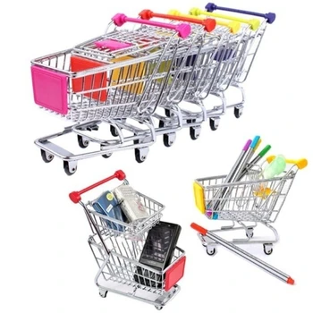 1:48 Мини-количка за пазаруване в супермаркет, настолен модел, детски играчки, миниатюрни декорация на дома