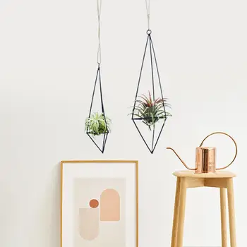 1 Комплект Въздушен титуляр за растения, геометрични фигури, эстетичная структура, 3D визуален ефект, лесен за инсталиране, широко използвано желязо, уникален окачен въздух