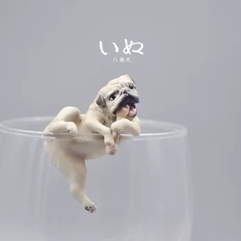 1 ПРЕДМЕТ, мини-чаша за Кучета, украса на ръба, сладък пародийный кученце Мопс, забавен модел на животното, Играчки, Подаръци за деца и възрастни
