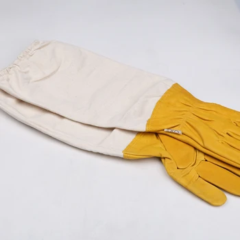 1 Чифт дебели ръкавици от овча кожа, подходящи за използване на способ, мрежести ажурни дишащи ръкавици, които предпазват от пчелите, за пчеларството