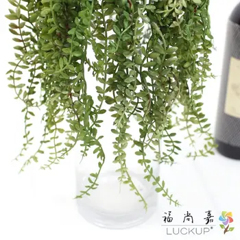 1 бр Изкуствени пластмасови зелено растение Перли Chlorophytum Домашно сватбена украса Подарък F454