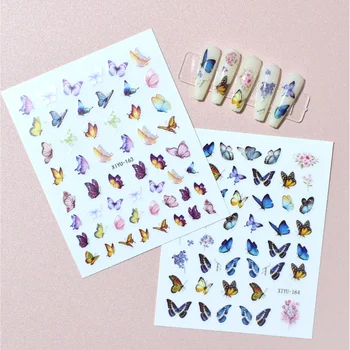 10 бр. стикер за дизайн на ноктите с пеперуда, 3D самоклеящийся цветя, декорация за нокти, текстова стикер дизайн на ноктите, XIYU
