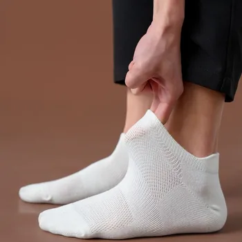 10 чифта летни мъжки чорапи до глезена от чист памук, обикновена нескользящие чорапи-лодки, дишащи спортни чорапи със защита от миризмата на