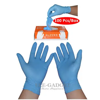 100 бр./опаковане. сини еднократна нитриловые ръкавици, маслоустойчив, работни ръкавици за изпита, двустранни ръкавици за защита на ръцете от домашни татуировки