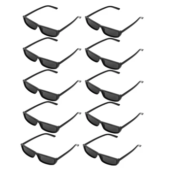 10X Реколта правоъгълни слънчеви очила, дамски слънчеви очила в малка рамка, ретро очила S17072, черна рамки, черен