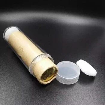 10шт Прозрачни капсули за монети с диаметър 22,9 мм, калъф за съхранение на монети, кръгла защитна тръба, пластмасова кутия за таблетки за пътуване на открито