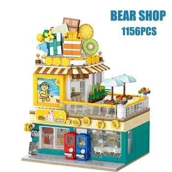 1156 бр., блок за магазин мечки, Градска кафене, направи си сам, събери тухли, забавни играчки за деца, подарък за възрастни