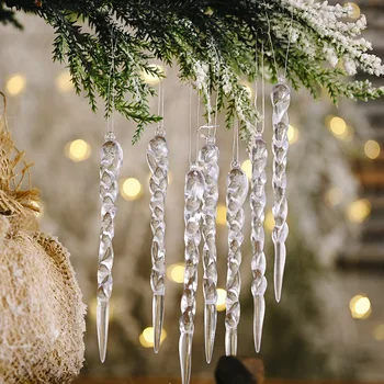 12 бр. Коледни аксесоари Креативна прозрачна висулка във формата на ледена пръчки, за украса на Коледна елха, нитяная окачване, окачване на формата на дърво