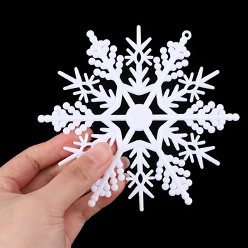12 листенца, Коледни място, пластмасови бели снежинки, украшение, висулка във формата на снежинки