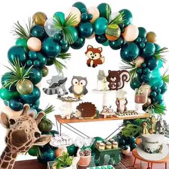 121 бр. за парти в джунглата, набор от зелени гирлянди от балони, имитация на палмови листа, подходящи за сафари, детски рожден ден, декор