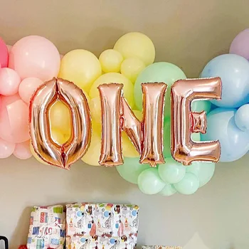 16 инча на 1-ви рожден Ден Розово Злато Сраснали балони с надпис 