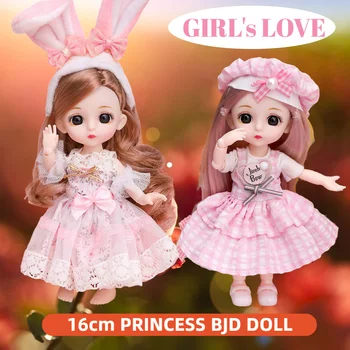 16 см Принцеса BJD 1/12 Кукла с дрехи и обувки, Мобилни 13 ставите, милото личице, подарък за момиче, детски Играчки