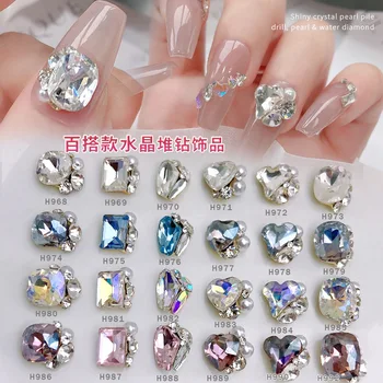 1БР блестящ кристал, 3D Дизайн на ноктите, диамантени Нокти, кристали и Украшение във формата на кристално сърце, Декорации за нокти, Аксесоари за маникюр със собствените си ръце