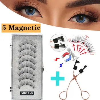 2 Чифта магнитни фалшиви мигли, ръчно изработени, изкуствени фалшиви мигли на магнитното химически влакна, магнит маша за мигли