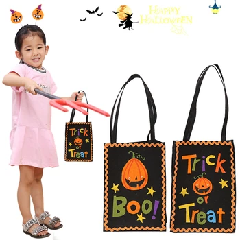 2018-Нови 2 бр. чанти от нетканой тъкан на Хелоуин, сладко чанта с изображение, тиква, чанти за шоколадови бонбони на Хелоуин, празнични аксесоари, подаръци за деца