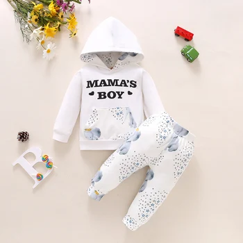 2021 0-18 м Есенно-пролетния комплект дрехи за деца, новородени момчета, качулки с надпис 