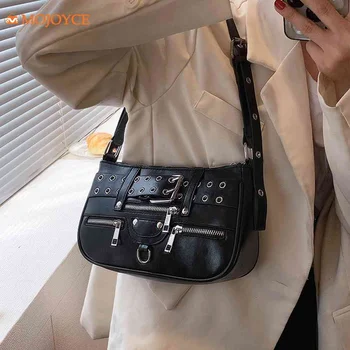 2023 Trend готически портфейл-тоут, готина и стилна дамска чанта-месинджър Sourpuss Y2K, чанта на рамото, чанта за момичета в стила Рок, женски клатч