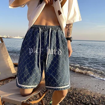 2023 Мъжки дънкови къси панталони Лятото Нов стил, Темперамент Изход High Street, Красиви корейски свободни ежедневни панталони