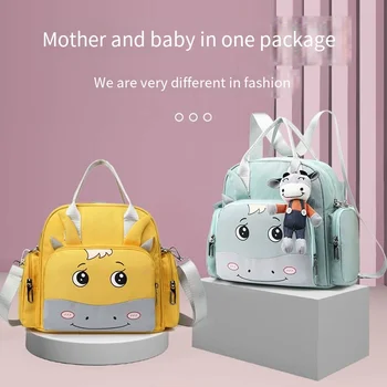 2023 Нова Мода Мультяшная Чанта За Майките От плат Оксфорд с няколко табли, Чанта за Мама и Бебе, Многофункционална Чанта За Майките, Раници