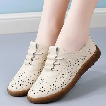 2023 Пролетно-летни дамски Обувки от окото на материала, леки, дишащи Маратонки за Бягане, Однотонная Универсална Кожена Ежедневни Обувки Zapatos Mujer