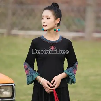2023 китайската традиционна блуза с бродерия на цветя, националната риза чонсам, ориенталски елегантен костюм от епохата на тан, китайците ретро блуза