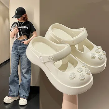 2023 нови обувки с дебели дупки, подходящ улични плажни чехли, модни EVA мини чехли Baotou, домашни летни дамски чехли