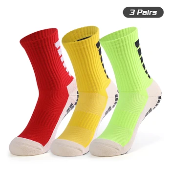 3 Чифта/комплект мъжки противоскользящих футболни чорапи, футболни чорапи за колоездене, нескользящие износоустойчиви абсорбиращи потта спортни чорапи с висока шнорхел
