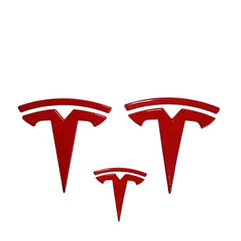 3 бр. черен Мат за Tesla, модел 3 Y Auto лога тампон на волана Модифицирани аксесоари задната кутия