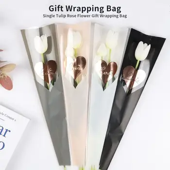 30 бр./компл., опаковъчен пакет с едно цвете, Роза, прозрачен водоустойчив пластмасов пакет с едно цвете Лале, за опаковане на подаръци, сватбени аксесоари