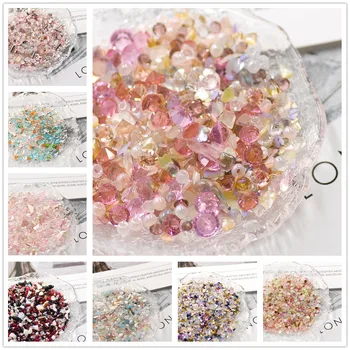30 грама/пакет Многоцветен блестящ прозрачен скъпоценен камък, различни изделия от стъкло, микс от 14 стилове, планински кристал за дизайн на ноктите 