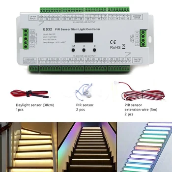 32CH ES32 PIR Сензор за Контрол на Осветлението на Стълбите Инфрачервен Индуктивен Преминаването на Човешкото Тяло, Управление на Стълба Лампа За обикновен цвят Или SPI лента