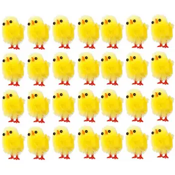 36шт Моделиране Мини-Великденски Пилета Изкуствен Плюшено мече Жълто Пиле Десктоп Украса Пролет Домашна Градина Вечерни Сувенири Бижута