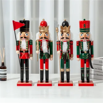 38 см Коледен крал Лешникотрошачката Флаг войници кукли Изискан Рисувана Лешникотрошачката Детски Коледен подарък играчка ht185