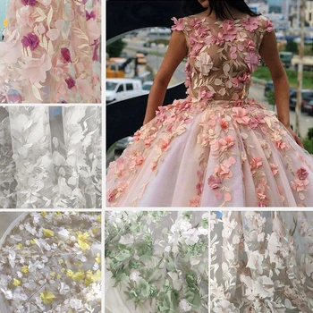 3D Шифоновая лейси плат с флорални модел на Сватбена рокля за бала САМ Занаятите Supply Бродирани окото аксесоари за дрехи D803N
