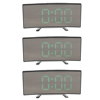 3X digital alarm clock, 7-инчов извит led екран с променлива яркост, цифров часовник за детската спалня, Часовници с голям номер, USB порт