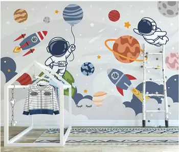 3d фотообои на поръчка стенопис Модерен карикатура космическа ракета планета астронавт детска стая на тапети за стени 3d