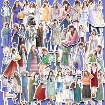 50шт Карикатура на Японската Мода Одевалка за Момичета Декоративна Стикер Естетика Scrapbooking на Етикета на материала Дневник Планер списания