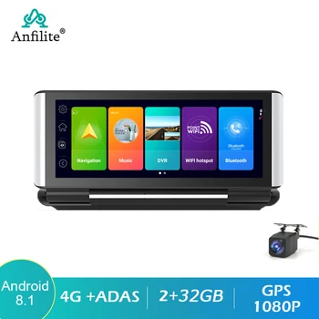 7-Инчов ADAS 4G Dash камера за автомобил на видеорегистратора Android 8.1 Автомобилна камера за обратно виждане с двоен обектив, Дистанционно наблюдение, GPS Навигация, Черна Кутия