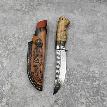 76 Слоеве на Улична тактически директно на нож от Дамасской стомана VG10 за лов в джунглата, къмпинг, планинско катерене, пешеходен туризъм, Екипировка за оцеляване